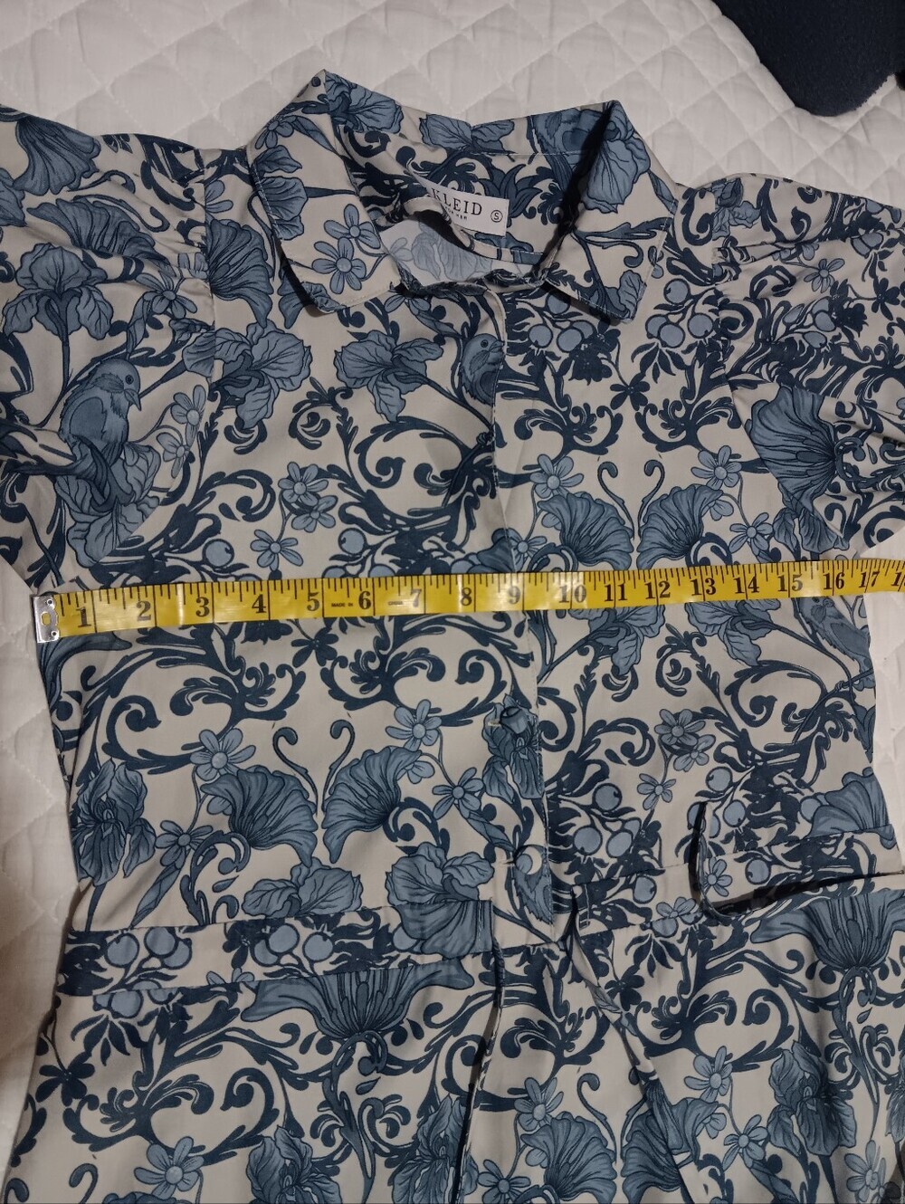KLEID FOR HER Blue Floral High-Low Button Dress Size S - Picture 9 of 11